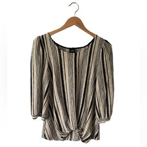 W5 Long sleeve - twist front - black white stripe - Medium